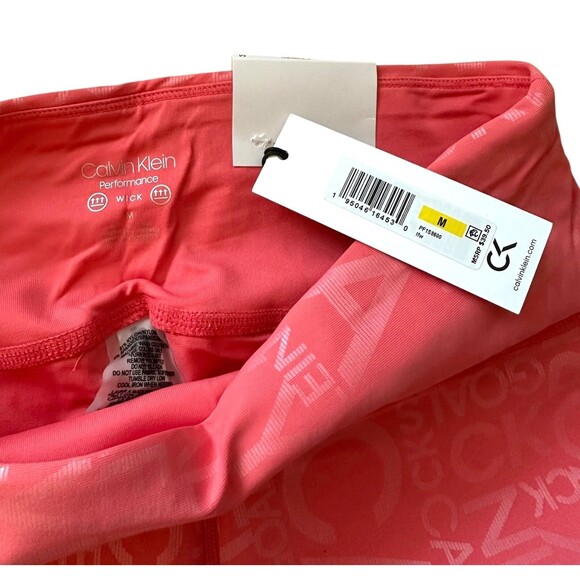 Calvin Klein Performance Women's High Waist 7" Bike Short Size M Coral - Picture 4 of 10